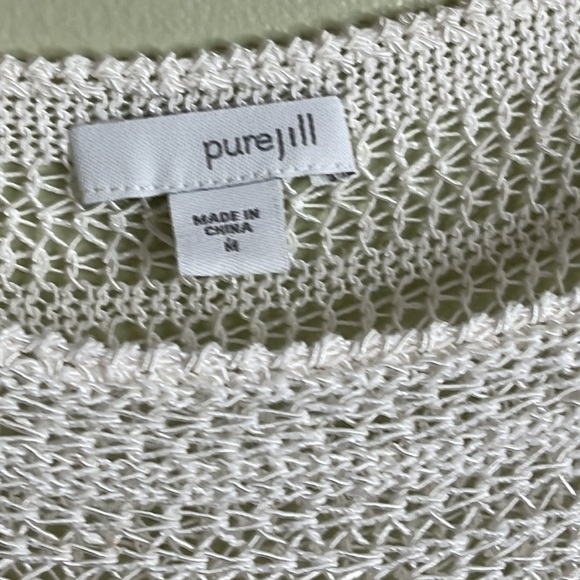 J. Jill Pure Jill Pointelle loose knit 3/4 sleeve split hem sweater - Picture 8 of 17